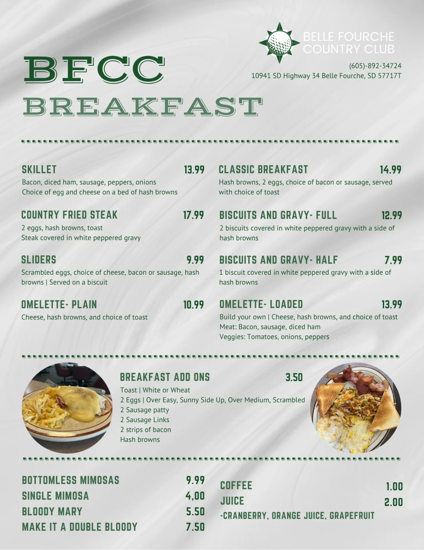 BFCC Breakfast Menu